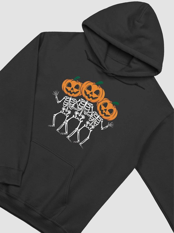 Dancing Skeletons Hoodie, Halloween Pumpkin Head Skeletons Graphic Hoodie, Spooky Halloween Dance Hoodie, Skeleton Pumpkin Hoodie product image (2)