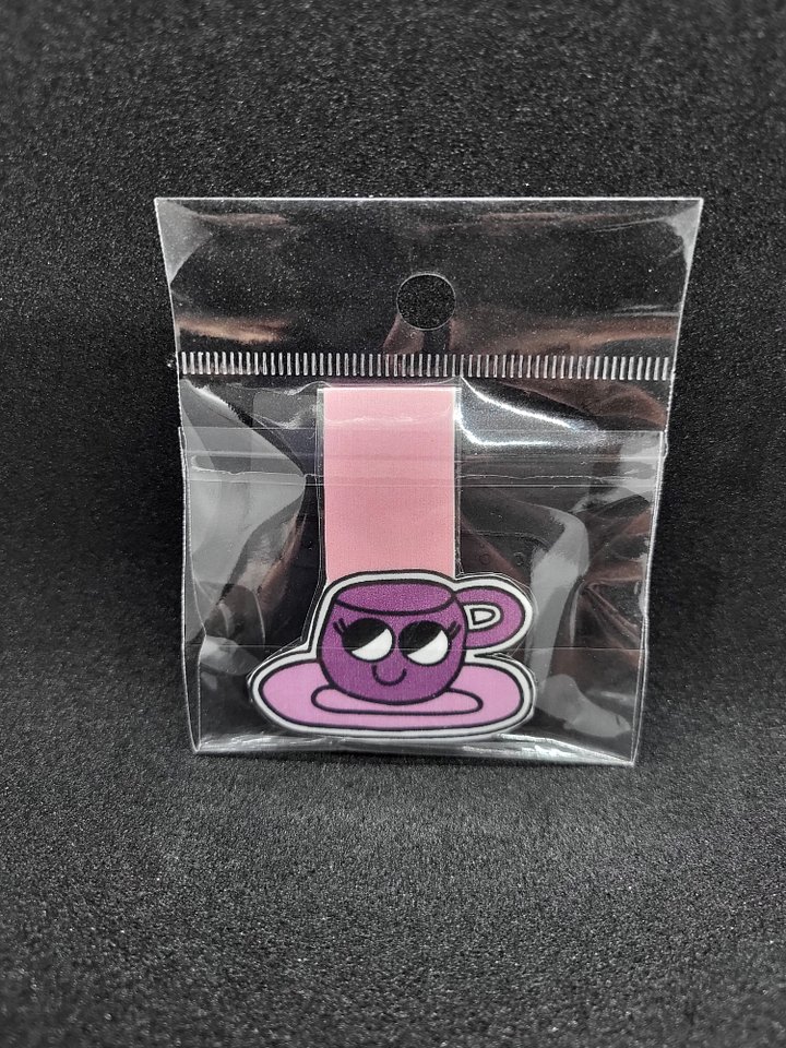 Cute Cartoon Purple Mug Character Magnetic Laminated Bookmark for Foodies product image (1)