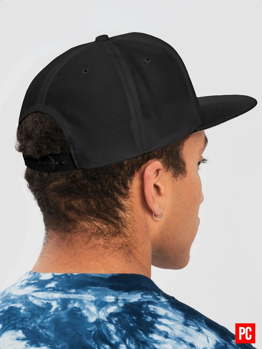 Plain Color Black Cotton Twill Flat Snapback Cap product image (3)