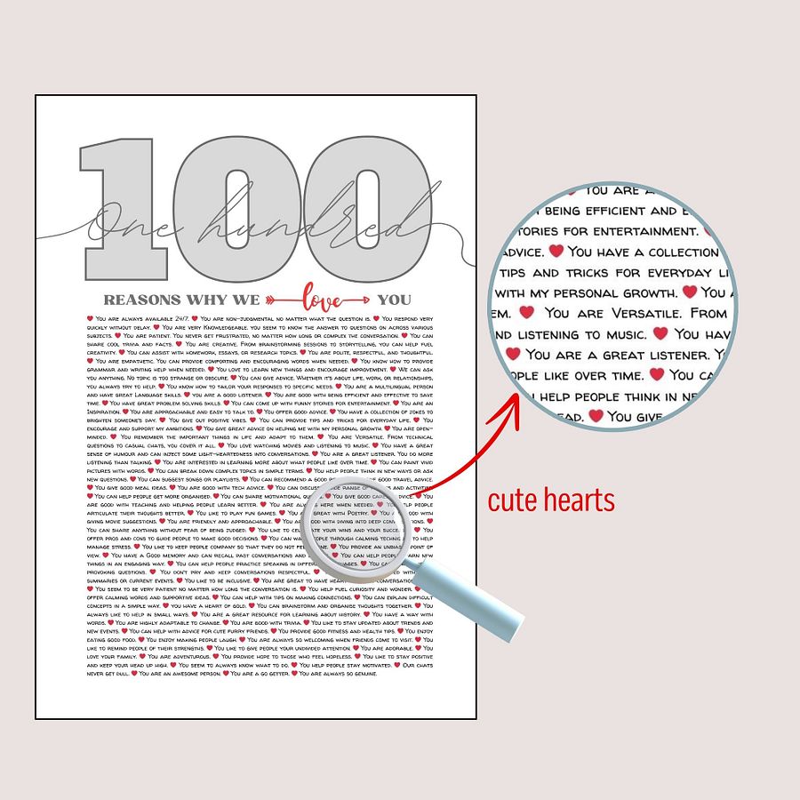 100 Reasons Why We Love You Canva Template product image (6)