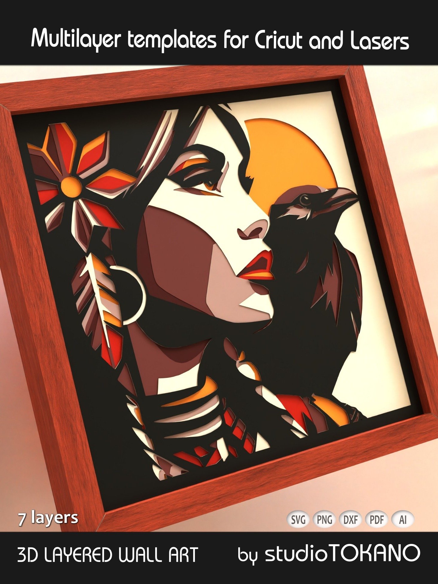 Raven Girl 3D layered svg for Cricut product image (3)