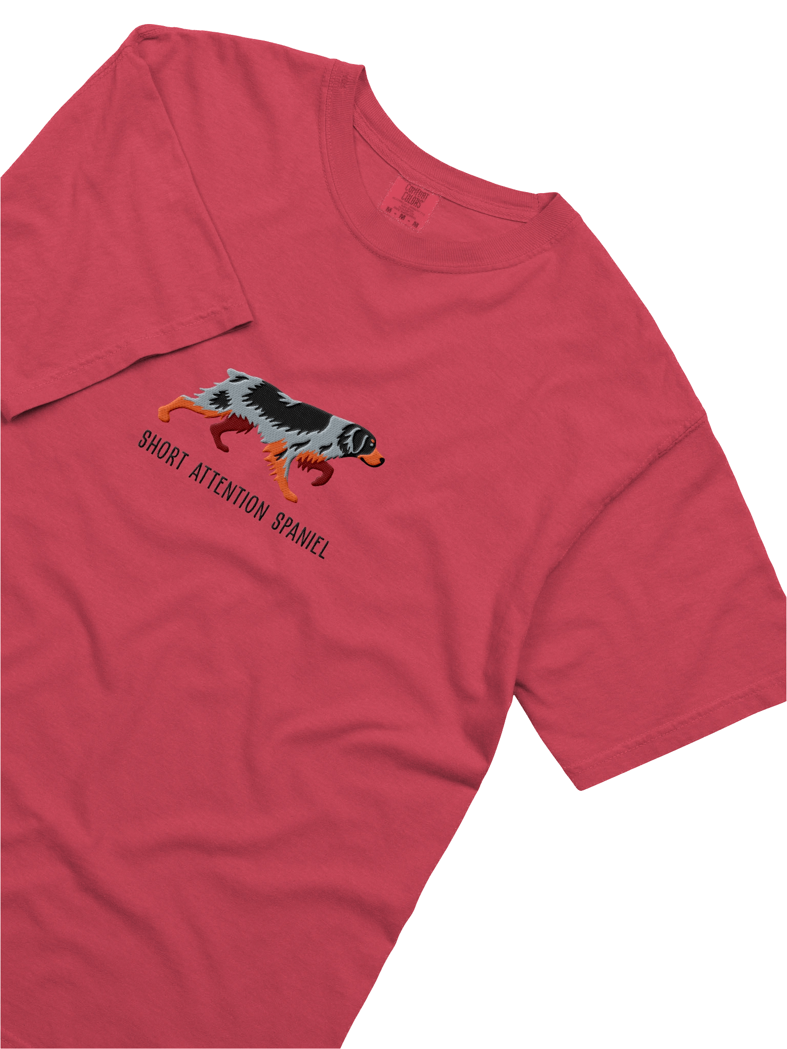 Short Attention Spaniel T-Shirt(Embroidered) of a Brittany Spaniel(Tricolor) product image (29)