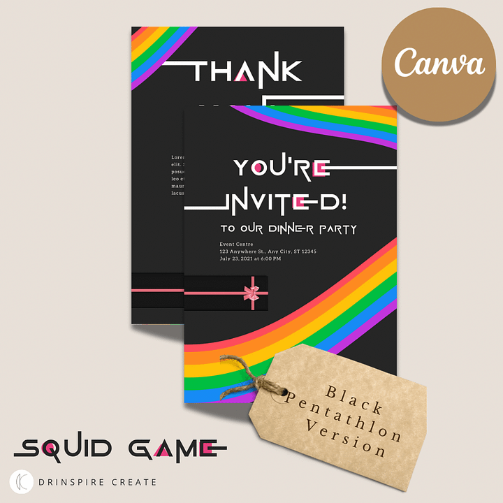 Squid Game-Inspired Party Template - Black Pentathlon Version product image (1)