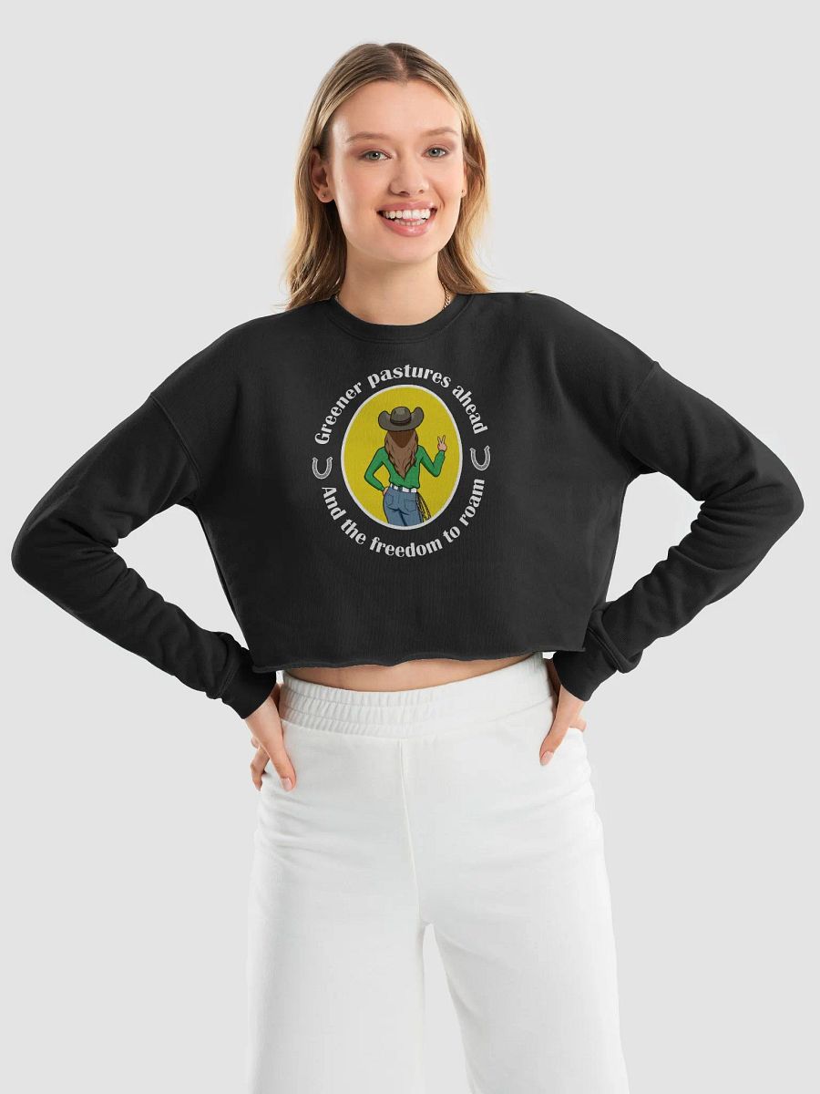 Greener Pastures Ahead - CROP sweatshirt, raw hem product image (3)
