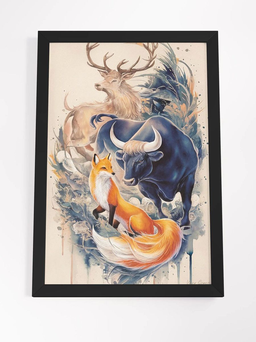 Framed Flight Of Fancy Daydream Vixen Bull And Stag Art Print product image (11)