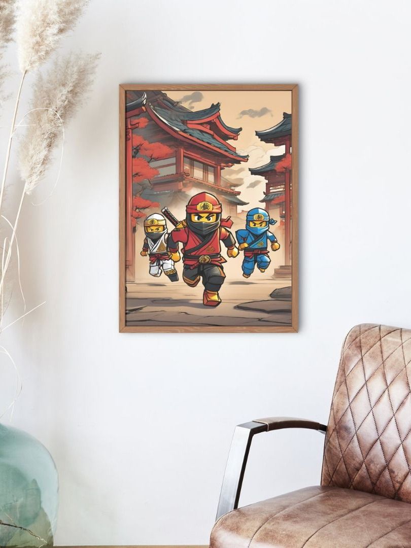 Ninja Trio Running wall art Boys Room - Ninja Poster - Ninjago inspired Wall Decoration for Boys product image (4)