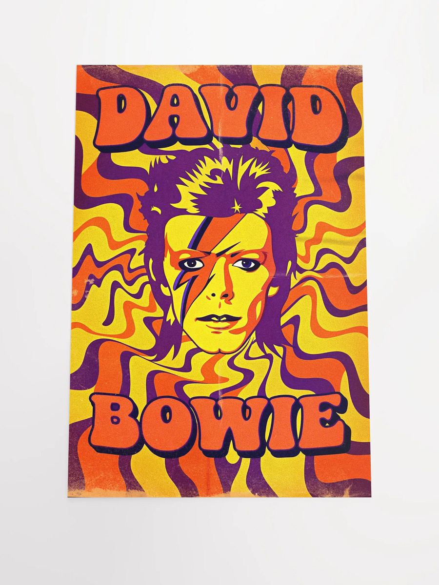 David Bowie Ziggy Stardust Poster - Psychedelic Aladdin Sane Print, Orange Yellow Purple Wall Art, Glam Rock Retro Music Decor product image (17)