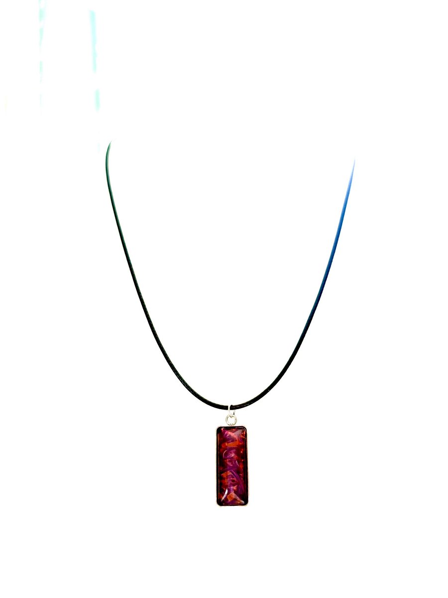 Electric Tide Pendant Necklace | Pink, Purple & Red Tones | Rectangle Cabochon | Monique Faella Designs™ | MFD-00140 product image (3)