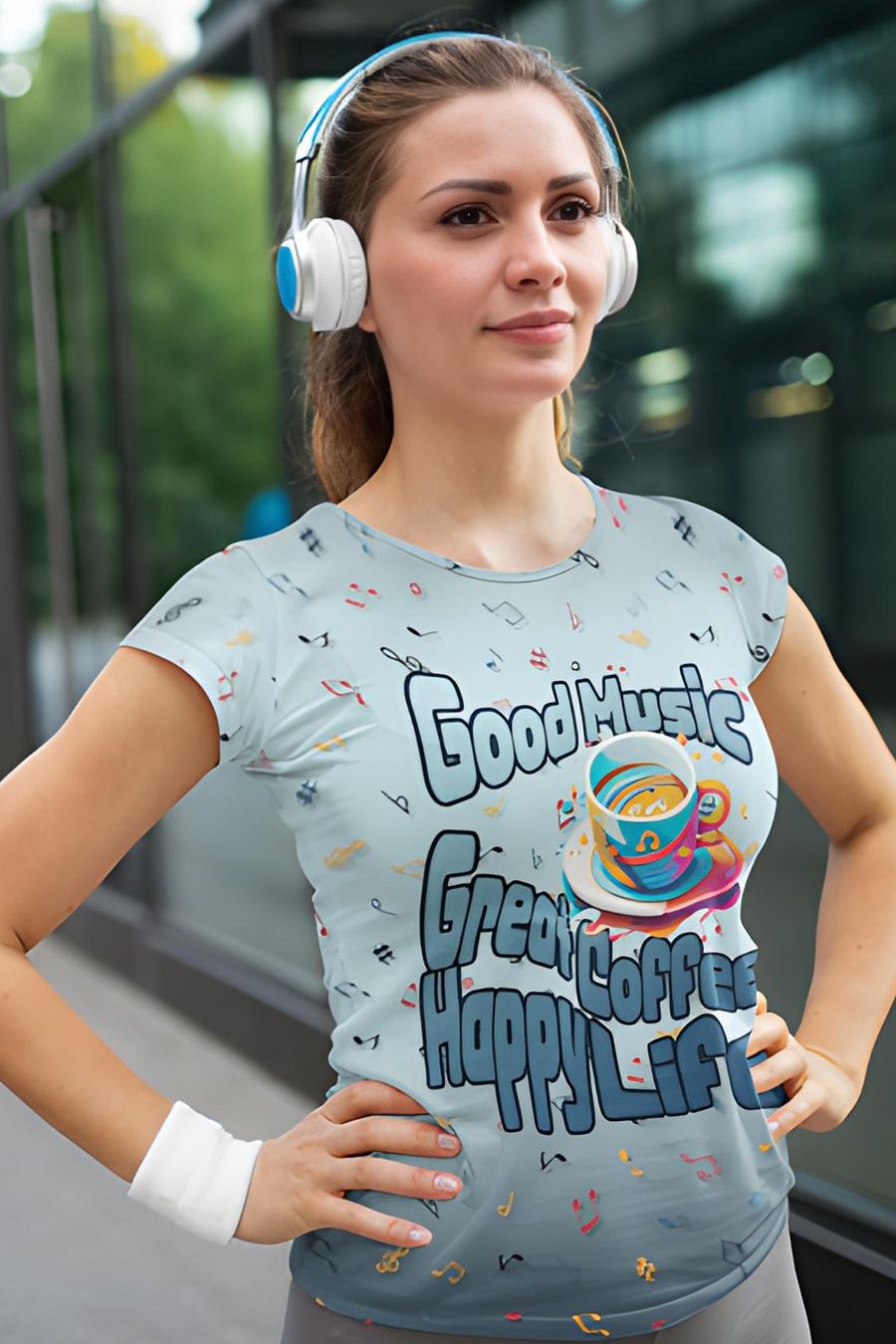 Good Music Great Coffee Happy Life All Over Print T-shirt product image (1)