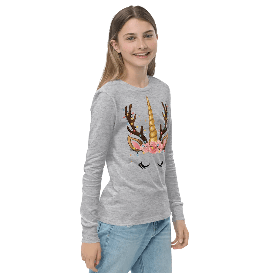 Enchanted Holiday Unicorn Long Sleeve Tee Pink Roses product image (4)