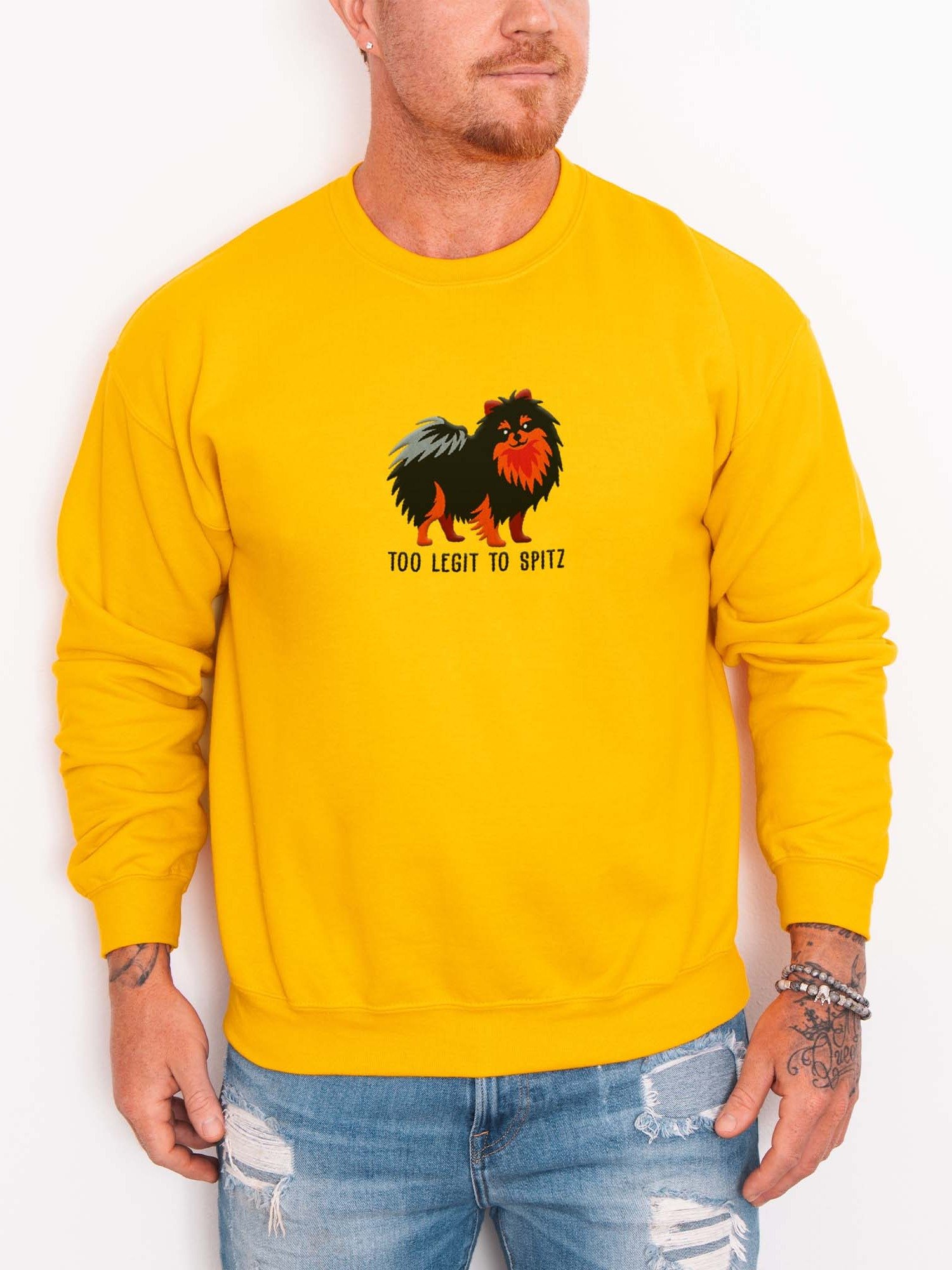 Too Legit to Spitz Sweatshirt (Embroidered) of a Pomeranian(Black & Tan) product image (2)