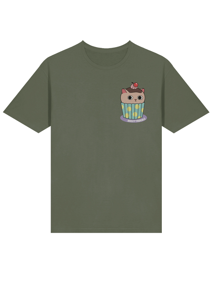 Sweet Trouble (Cupcake Cat - Left Chest and Back Prints) - Unisex Adult Super Soft Lightweight T-shirt product image (2)