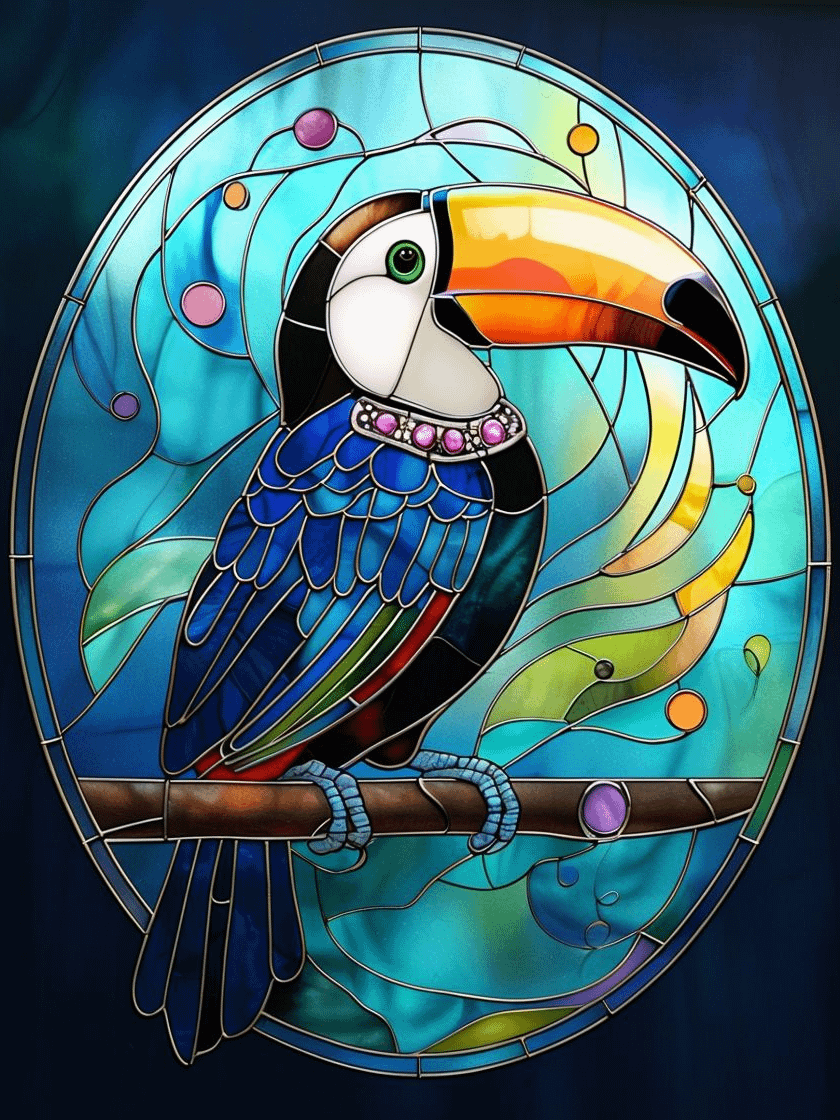Vibrant Toucan Stained Glass Framed Poster product image (1)