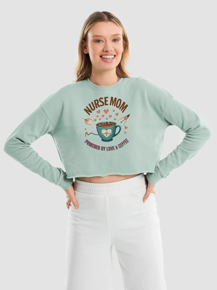 Heartbeat Nurse Mom, powered by coffee, Fleece Crop Sweatshirt product image (18)