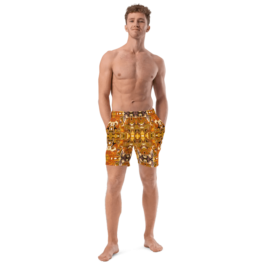 Symmetrical Splendor Brown African Inspired Design Swim Trunks product image (11)