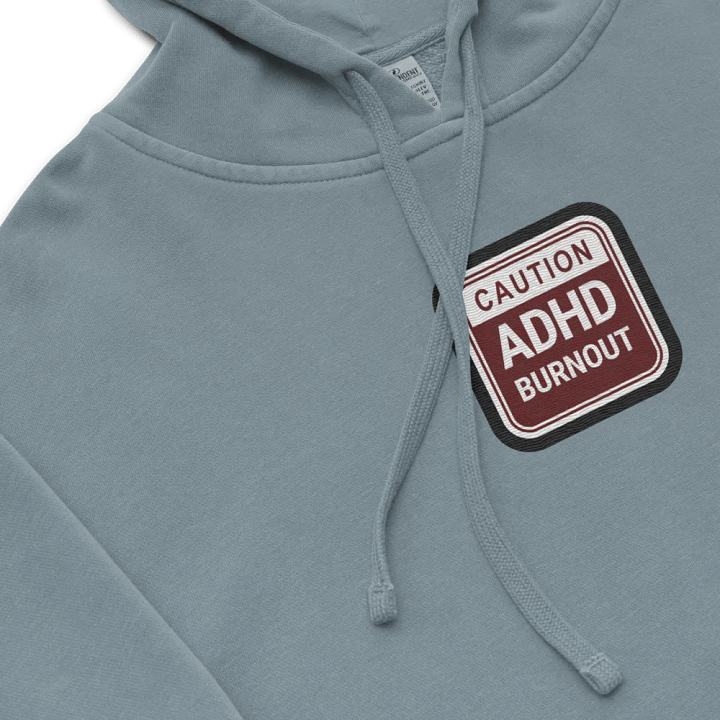 CAUTION: ADHD BURNOUT embroidered pigment hoodie (maroon bubble design 2) product image (1)