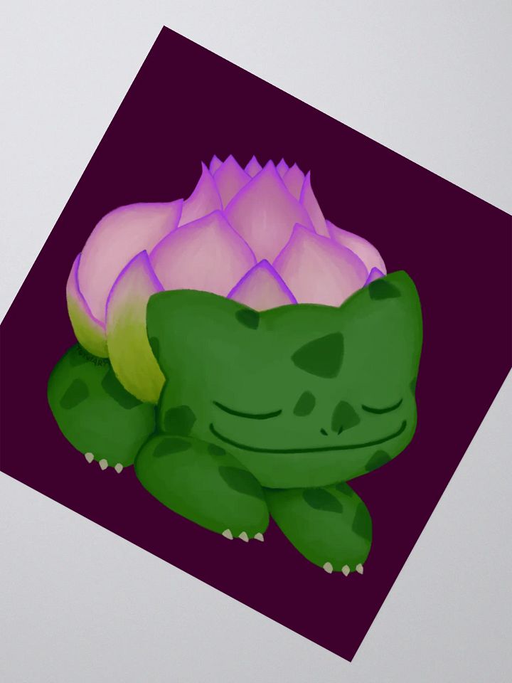 Lotus Frog Sticker (Dark Pink Background) product image (2)
