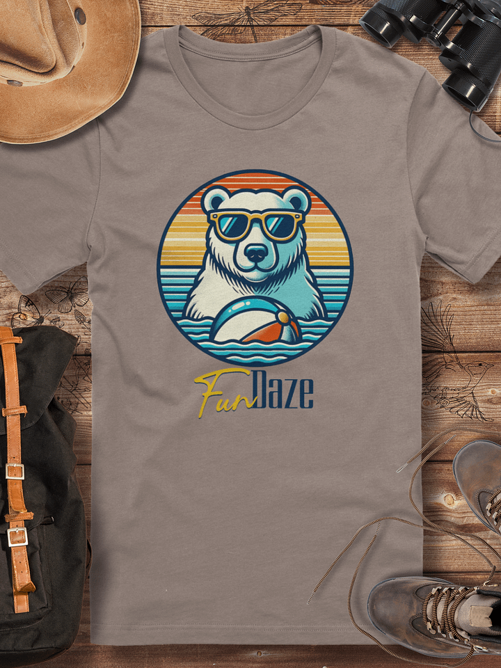 Fun daze polar bear tshirt, summer beach shirt, retro beach vibes tee, funny animal shirt, chill vibes tee, playful vacation shirt, beach day shirt product image (1)