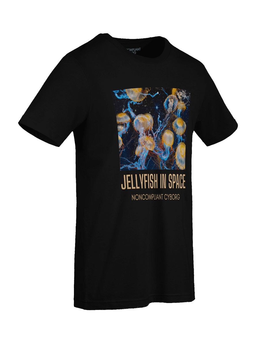 Jellyfish in Space with text Black T-Shirt product image (9)