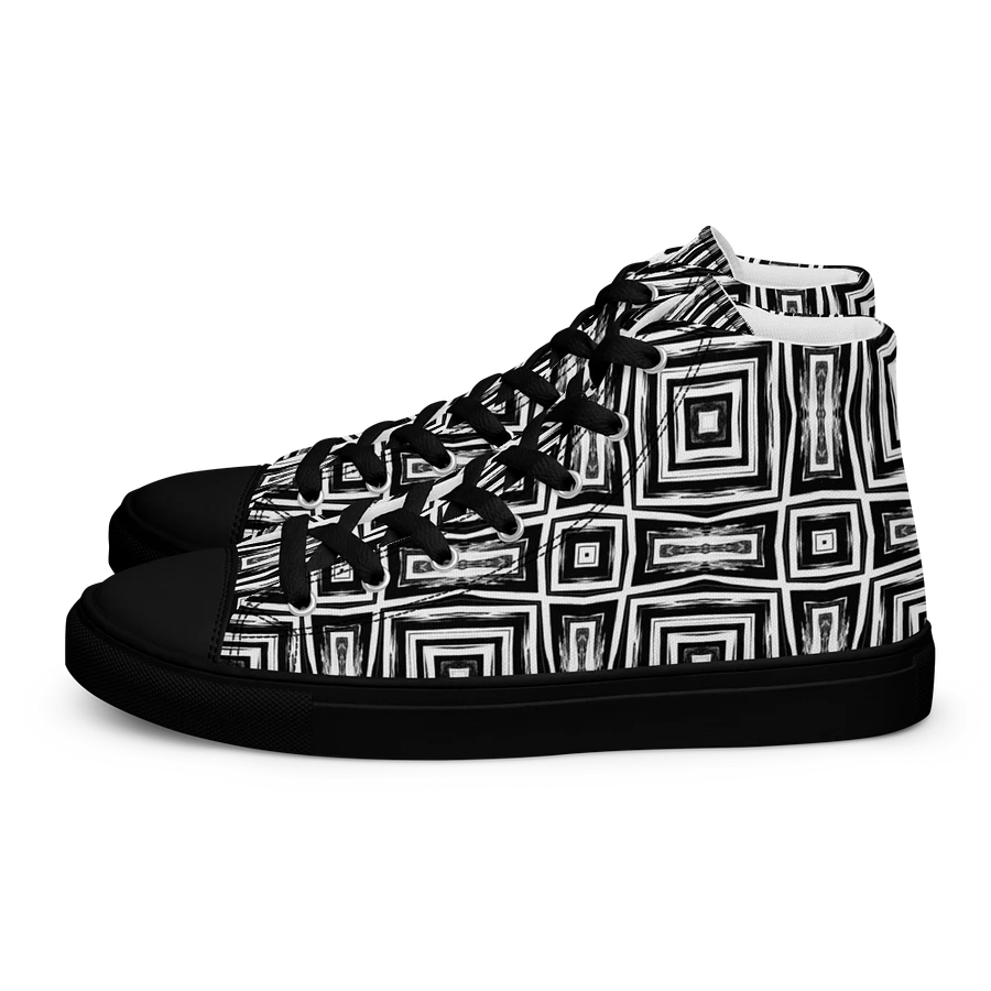 Abstract Monochrome Repeating Pattern Men's Canvas Shoe High Tops product image (3)