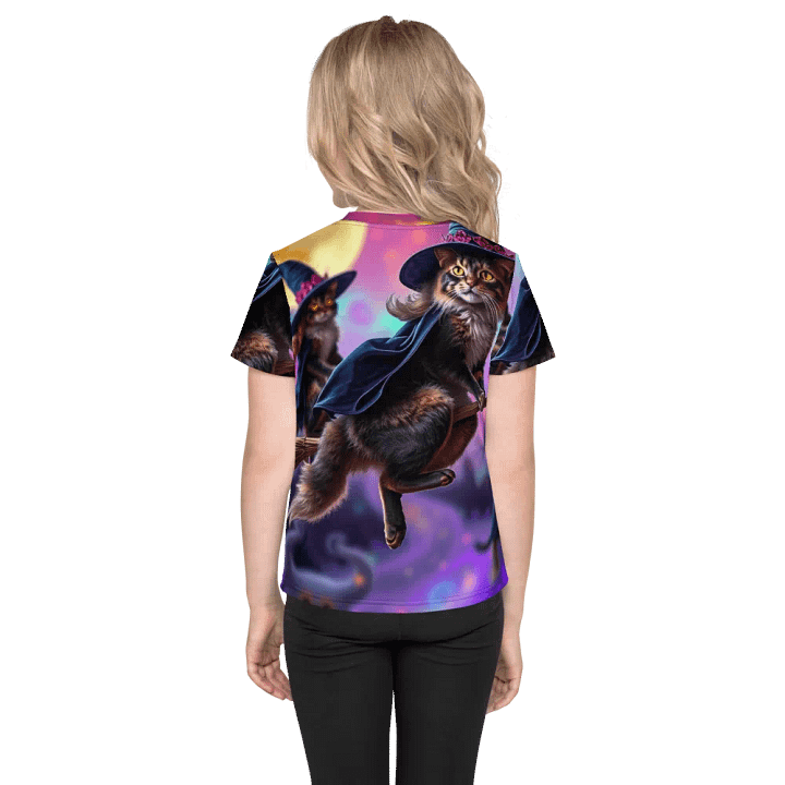 Cat Broom Crew Kids T Shirt product image (2)