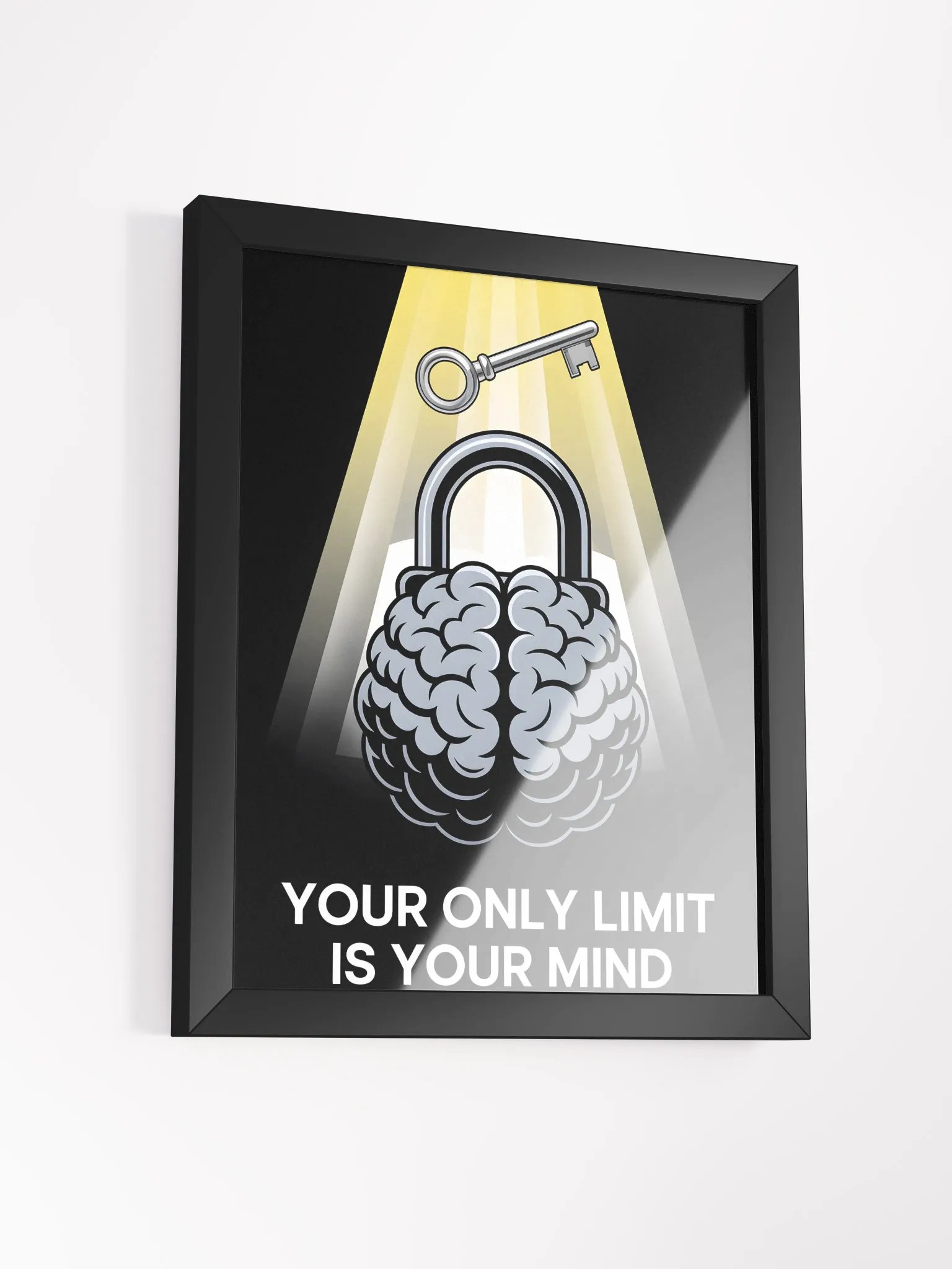 Your Only Limit is Your Mind Poster | Brain & Lock Motivational Art product image (3)