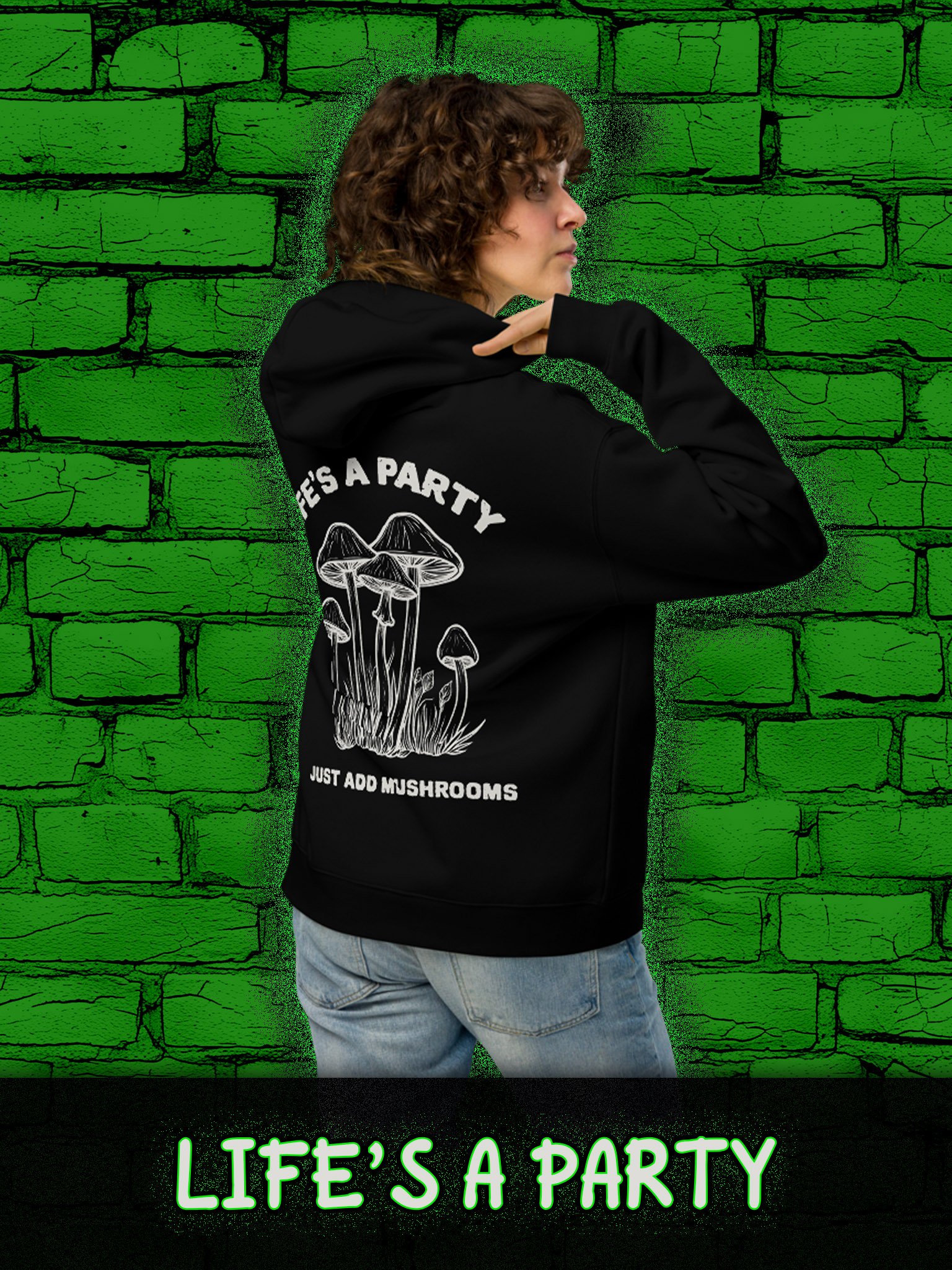 LIFE'S A PARTY JUST ADD MUSHROOMS Unisex Premium Oversized Hoodie product image (3)