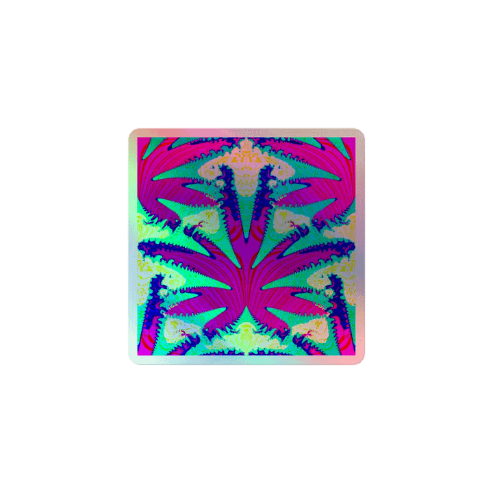 Weird Weed Leaf Holographic Sticker, Pink Blue Strange Stoner Clowny Cannabis Art product image (1)