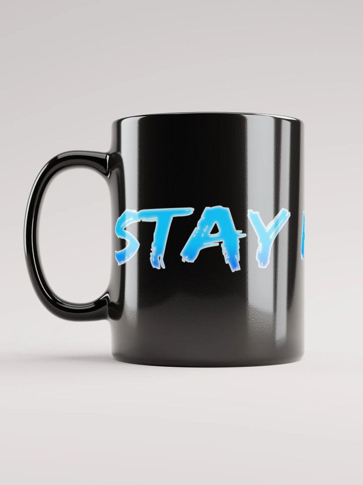 Black Glossy Stay High Mug (Blue Text) product image (1)
