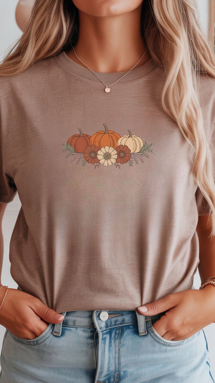 Fall Pumpkins T-Shirt | Pumpkin Graphic Tee | Autumn T-Shirt | Fall Shirt | Thanksgiving Shirt product image (2)