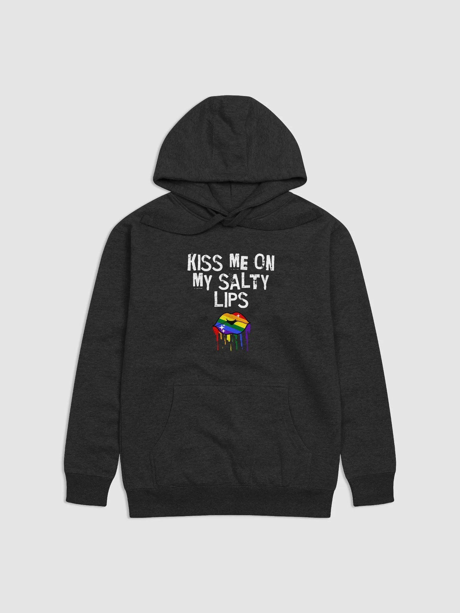 LGBTQ+ Hoodie Kiss Me On My Salty Lips Rainbow (Black) product image (6)