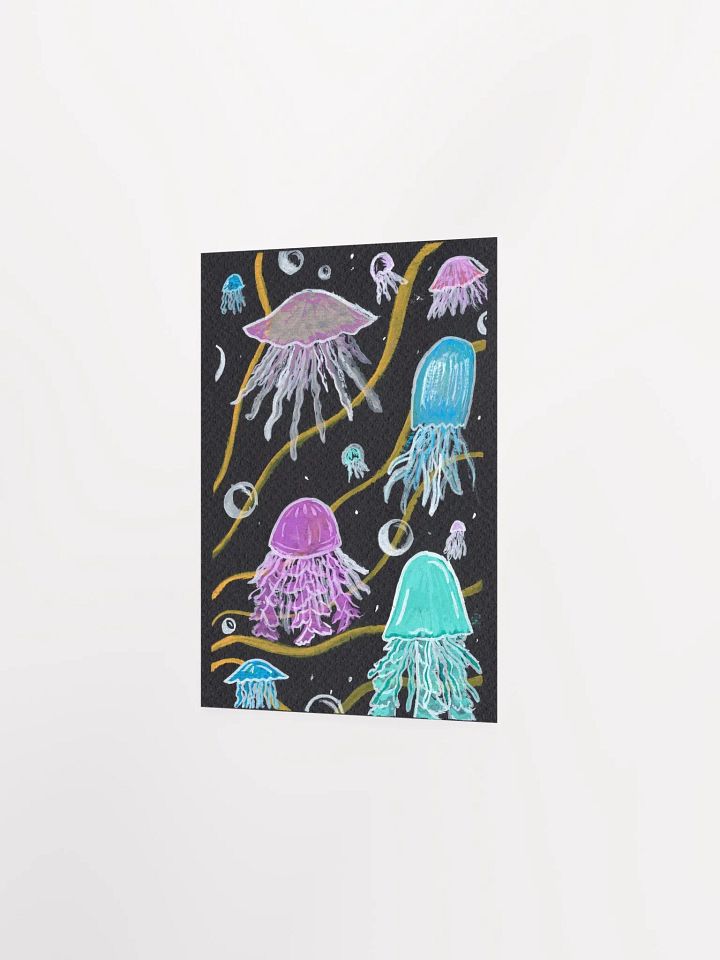 jellyfish in all shapes and sizes - gouache on black paper - print product image (7)