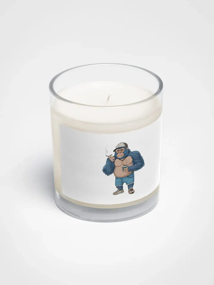 Blue Gorilla Soy Wax Candle In A Clear Glass Jar product image (2)