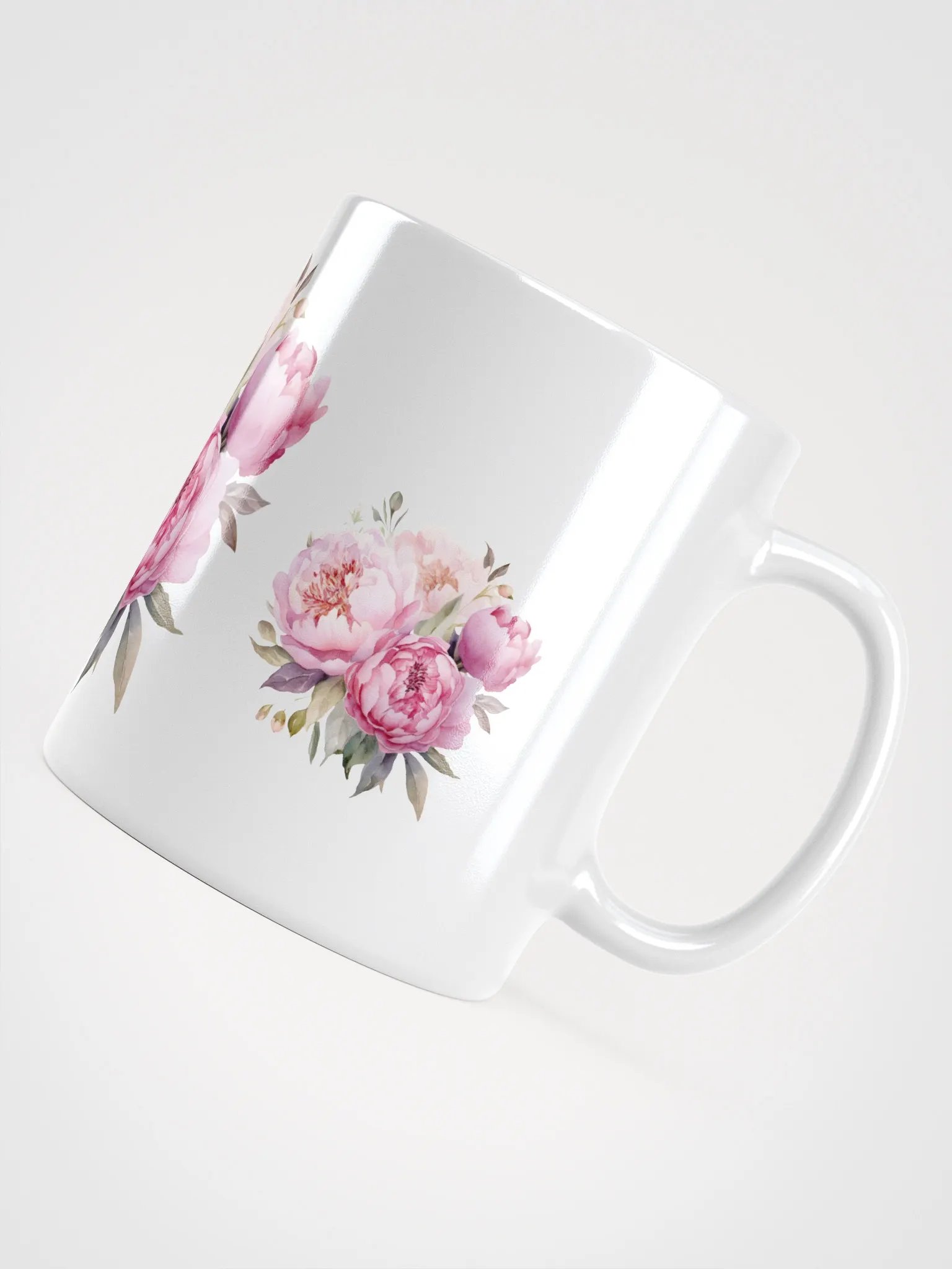 Pink Peonies White Glossy Mug product image (5)
