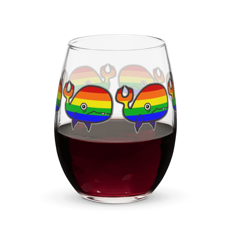 Rainbow Anxious but Proud Whale Stemless Wine Glass product image (5)