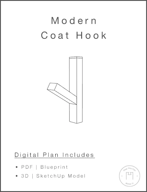 Modern Coat Hook - Woodworking Project Plan and 3D SketchUp Model product image (1)
