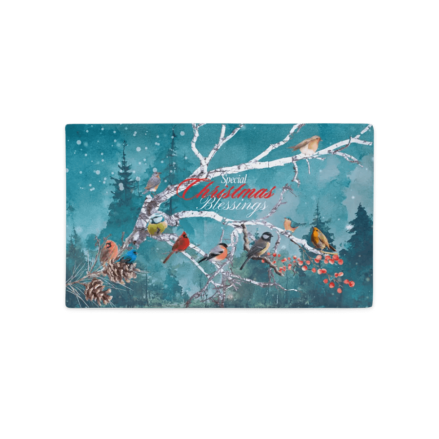 Christmas Blessings Winter bird Pillow Case for friends family home desgners product image (2)