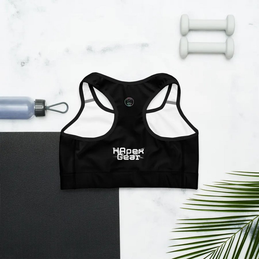 White HApex Gear White Logo Cancer Awareness Orange Ribbon. Black Sports Bra product image (8)
