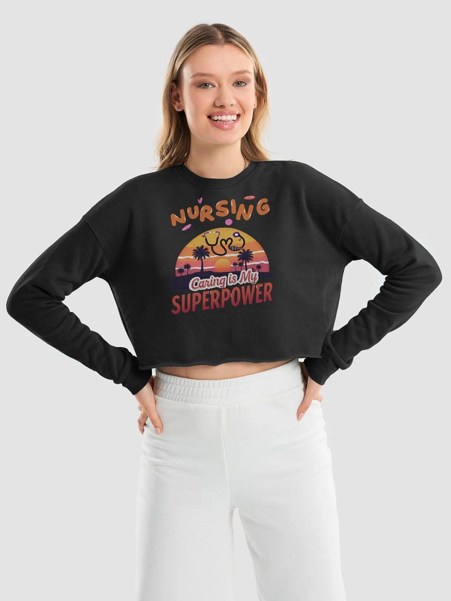 Caring Superpower Sunset Crop Sweatshirt product image (27)