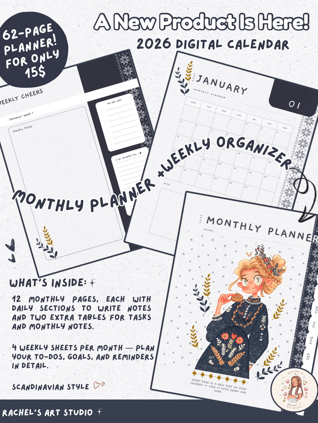 Scandinavian Style Monthly Planner product image (1)