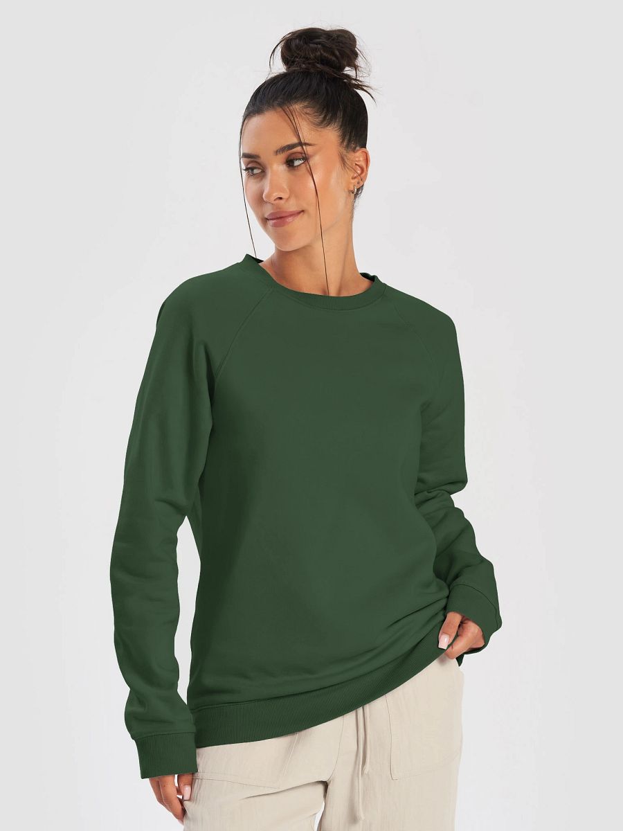 Plain Color Bottle Green Raglan Sweatshirt product image (1)