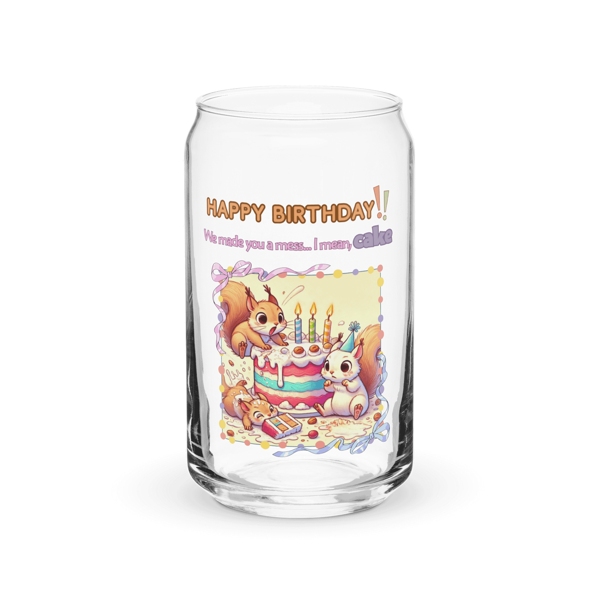 Squirrel Birthday Surprise Can-shaped Glass product image (2)