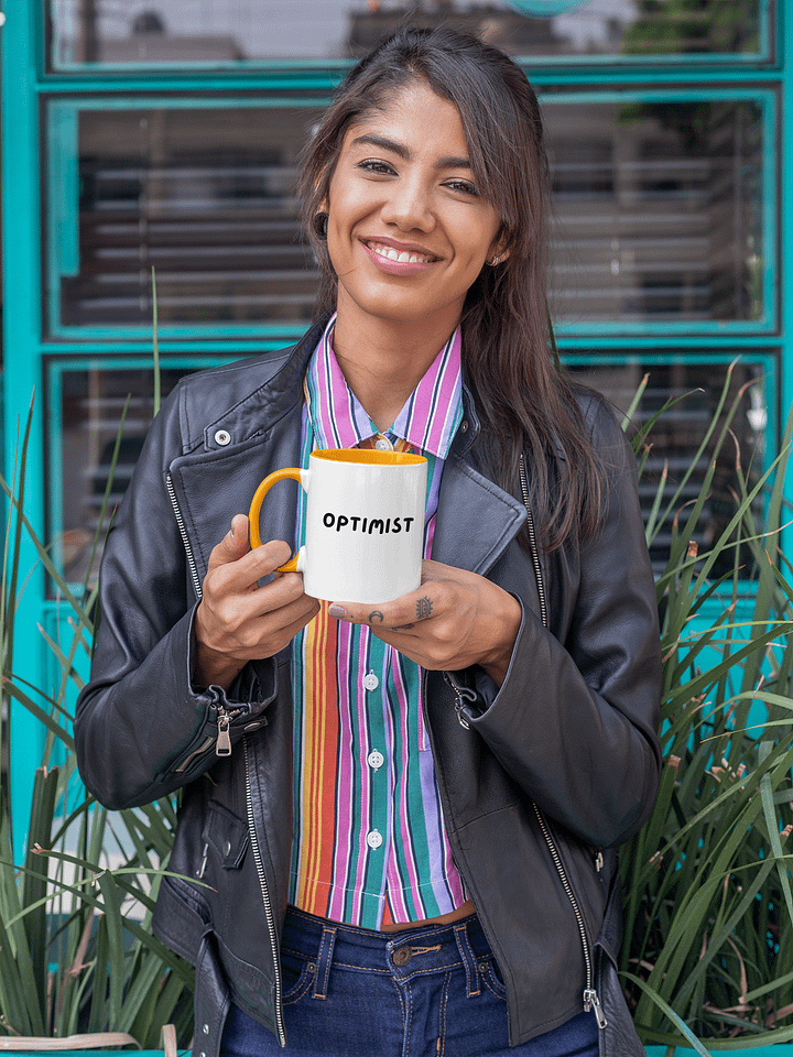 “OPTIMIST” Upbeat White Mug with Color product image (46)