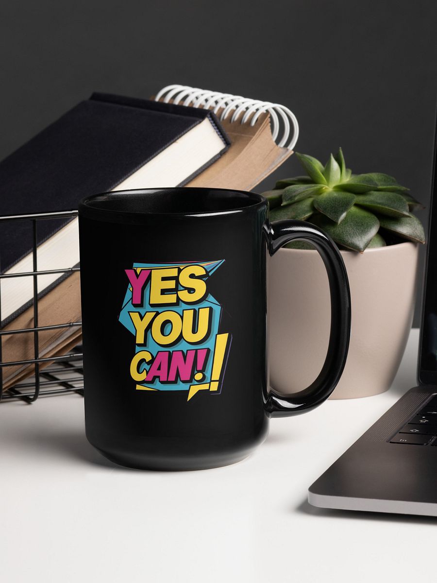 Yes You Can Black Glossy Mug product image (7)
