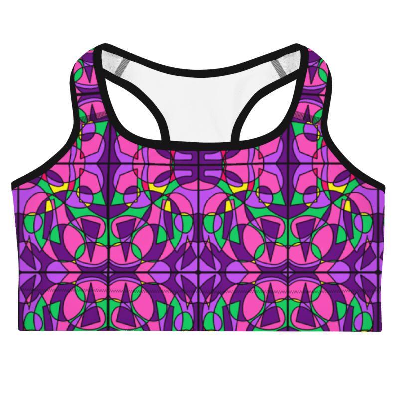 Pink Stained Glass – Colorful Pink Pattern Basic Sports Bra product image (1)
