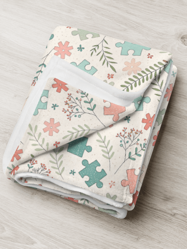 Cozy Fuzz: Pastel Floral Puzzle Printed Throw Blanket product image (1)