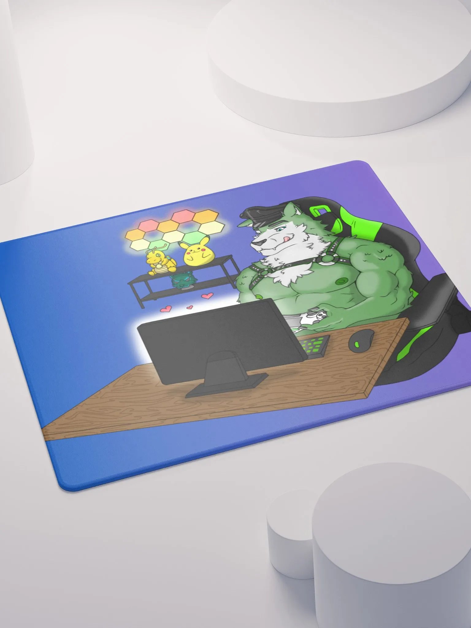 Cozy Wolf Dad Gaming Mouse Pad (Purple / Left) product image (7)