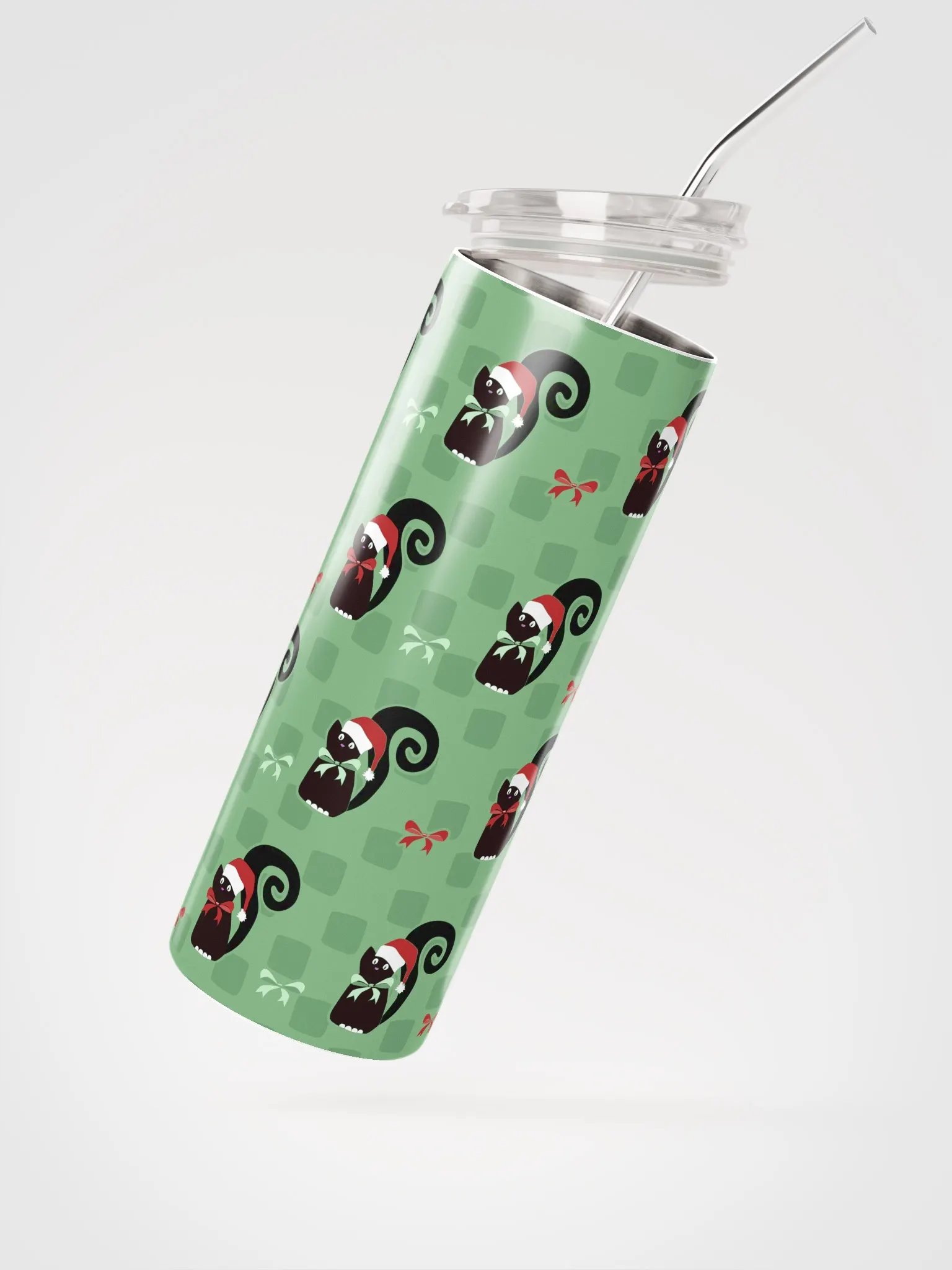 Christmas Kitties in a Row 20 oz Stainless Steel Tumbler – Green product image (9)