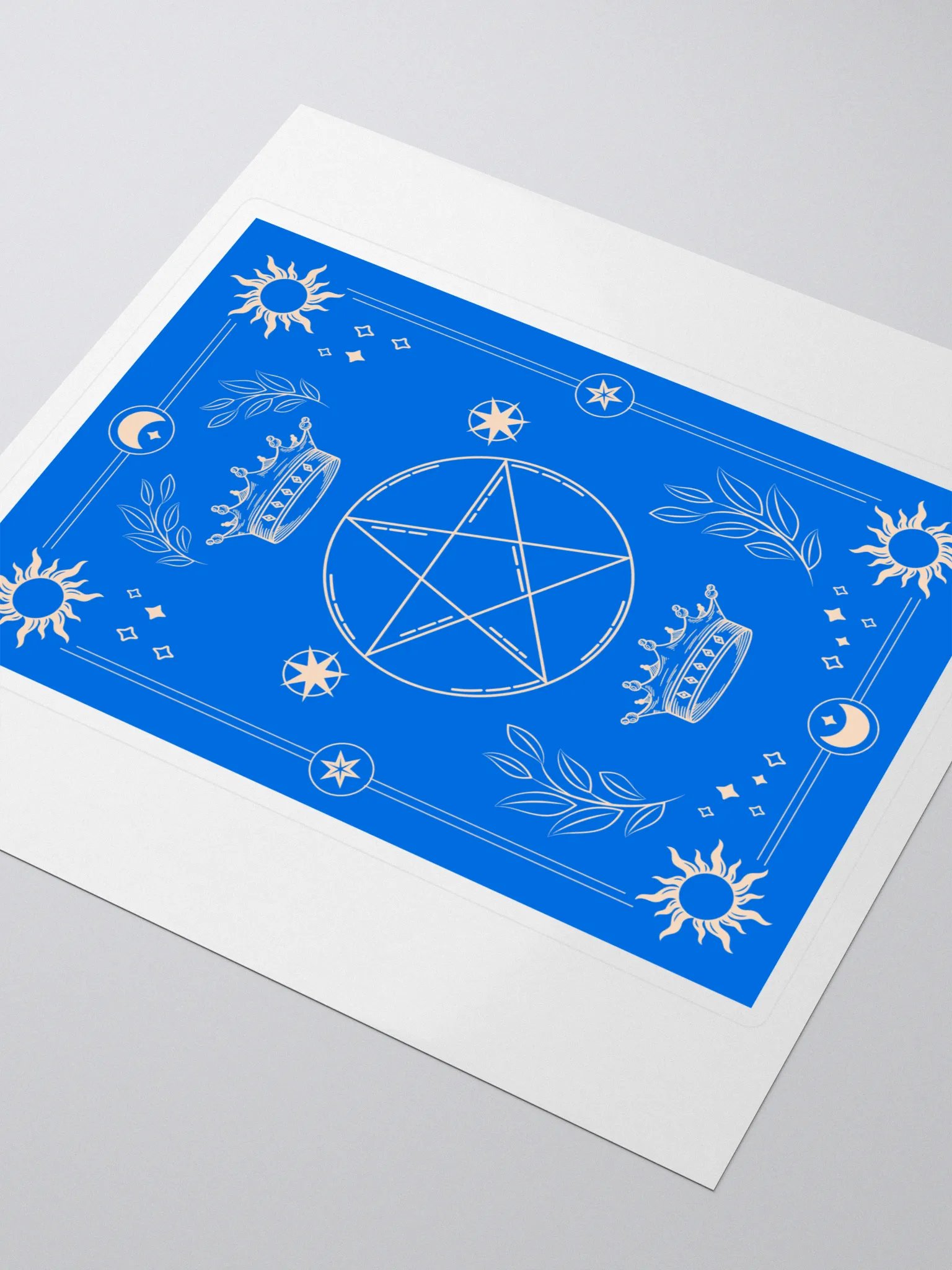 Crown and Pentagram Blue Tarot Card 5"x5" Sticker product image (3)