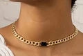 FASHION GOLD BLACK ONYX CUBAN CHAIN NECKLACE product image (1)